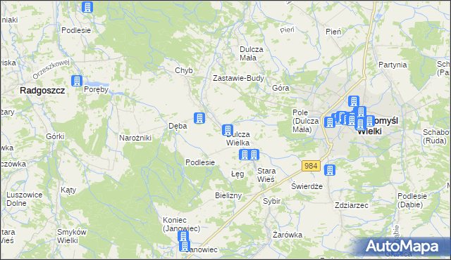 mapa Dulcza Wielka, Dulcza Wielka na mapie Targeo