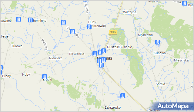 mapa Duszniki powiat szamotulski, Duszniki powiat szamotulski na mapie Targeo