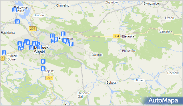 mapa Dworek gmina Lwówek Śląski, Dworek gmina Lwówek Śląski na mapie Targeo