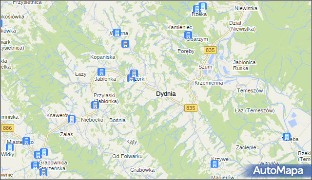 mapa Dydnia, Dydnia na mapie Targeo