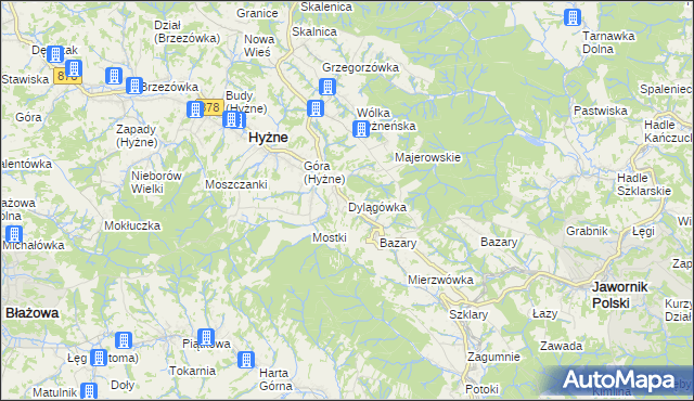 mapa Dylągówka, Dylągówka na mapie Targeo