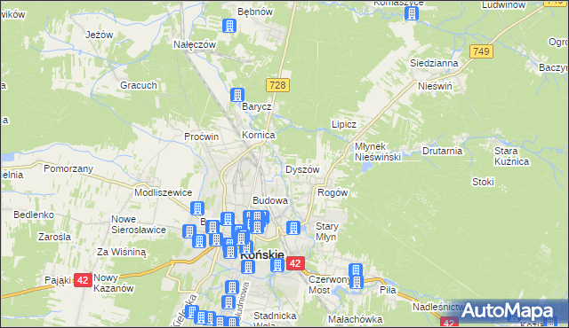 mapa Dyszów, Dyszów na mapie Targeo