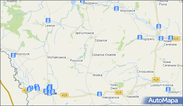 mapa Dzbańce-Osiedle, Dzbańce-Osiedle na mapie Targeo