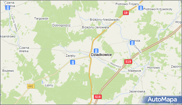 mapa Dziadkowice powiat siemiatycki, Dziadkowice powiat siemiatycki na mapie Targeo