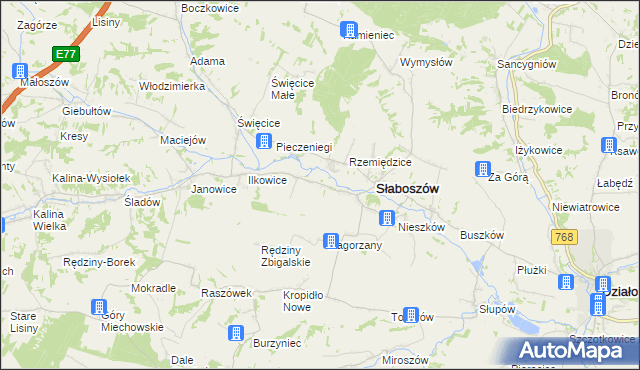 mapa Dziaduszyce, Dziaduszyce na mapie Targeo