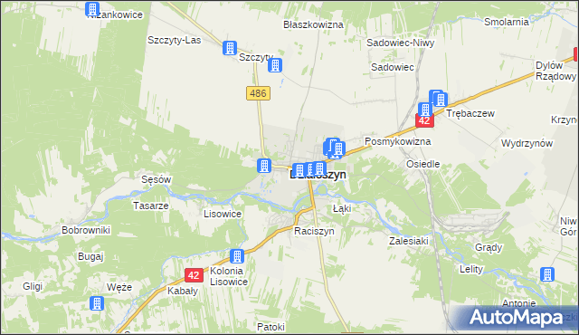 mapa Działoszyn powiat pajęczański, Działoszyn powiat pajęczański na mapie Targeo