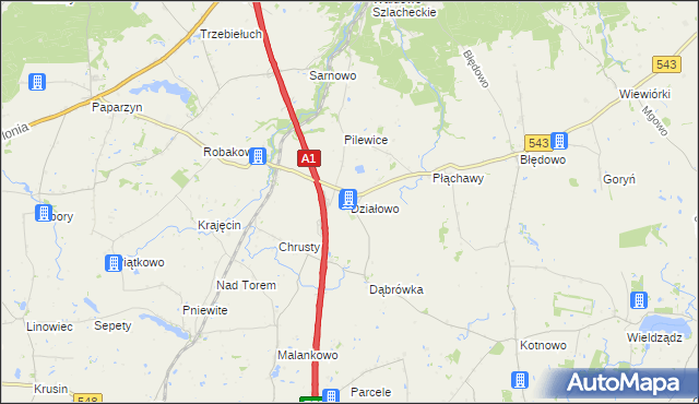 mapa Działowo, Działowo na mapie Targeo