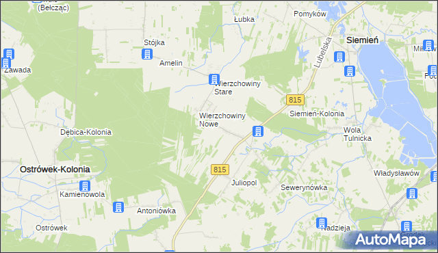 mapa Działyń gmina Siemień, Działyń gmina Siemień na mapie Targeo