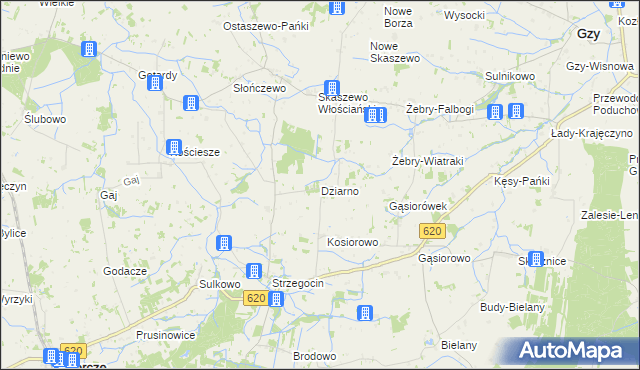 mapa Dziarno gmina Świercze, Dziarno gmina Świercze na mapie Targeo