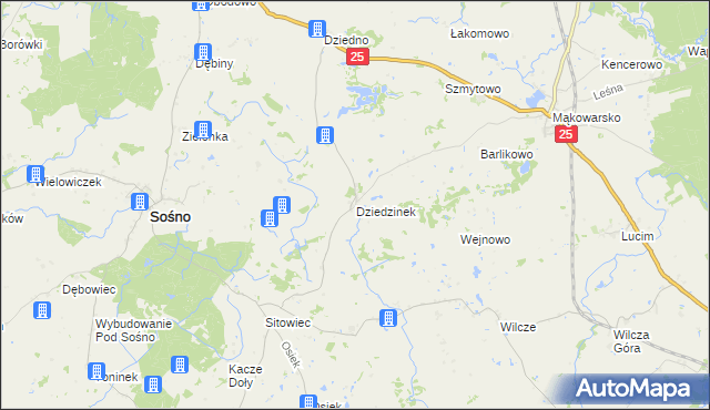 mapa Dziedzinek, Dziedzinek na mapie Targeo