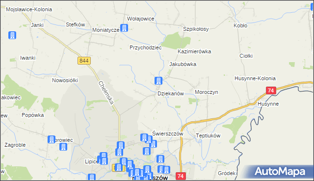 mapa Dziekanów, Dziekanów na mapie Targeo