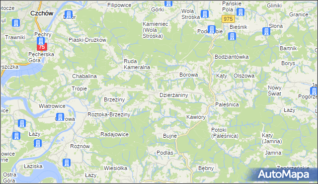 mapa Dzierżaniny, Dzierżaniny na mapie Targeo