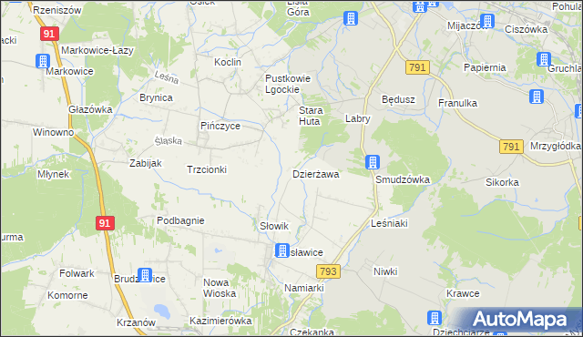 mapa Dzierżawa, Dzierżawa na mapie Targeo