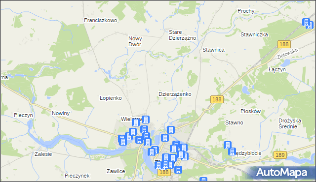 mapa Dzierzążenko, Dzierzążenko na mapie Targeo