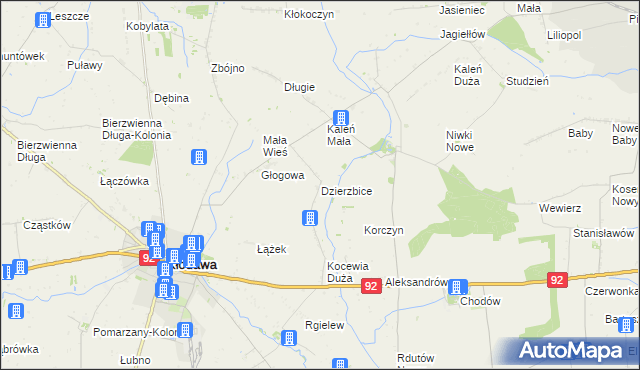 mapa Dzierzbice, Dzierzbice na mapie Targeo