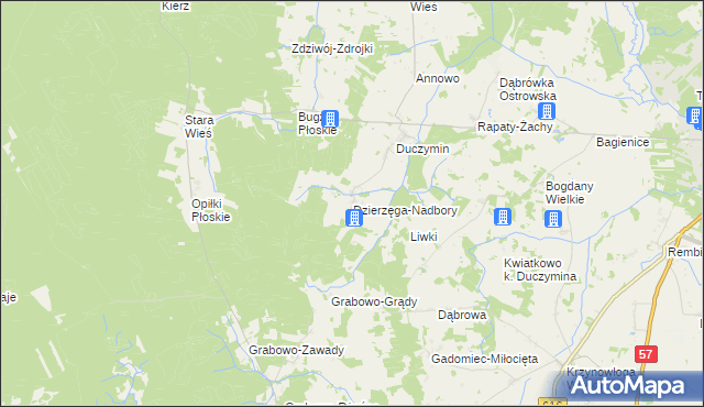 mapa Dzierzęga-Nadbory, Dzierzęga-Nadbory na mapie Targeo