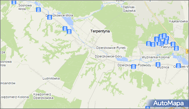 mapa Dzierzkowice-Góry, Dzierzkowice-Góry na mapie Targeo