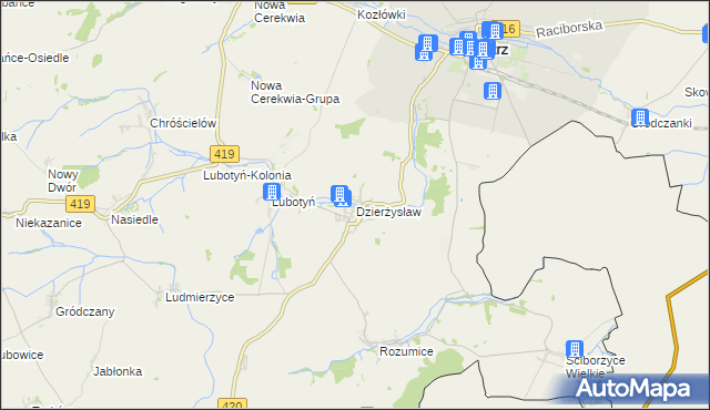 mapa Dzierżysław gmina Kietrz, Dzierżysław gmina Kietrz na mapie Targeo