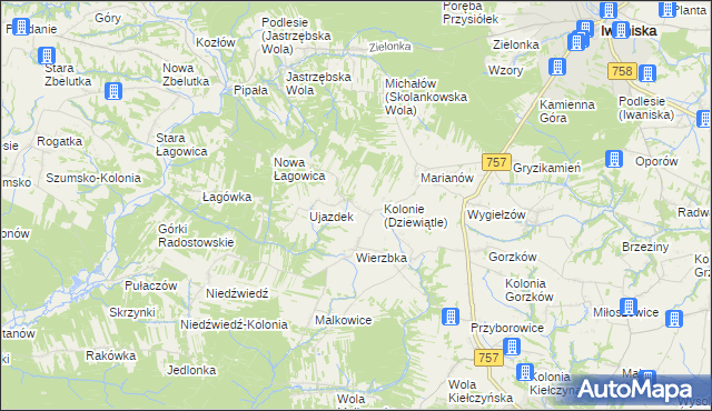 mapa Dziewiątle, Dziewiątle na mapie Targeo