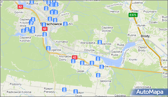 mapa Dziurów gmina Brody, Dziurów gmina Brody na mapie Targeo