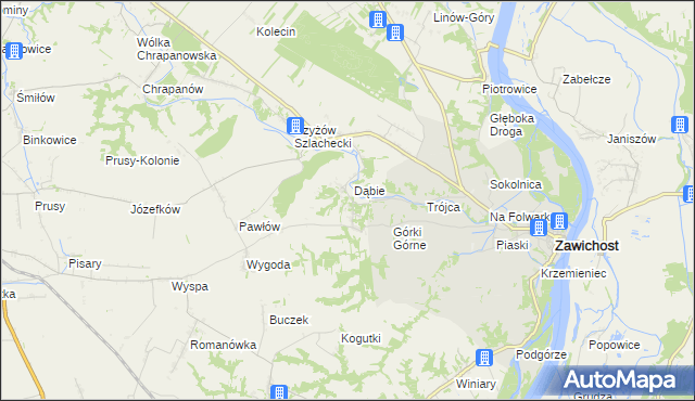 mapa Dziurów gmina Zawichost, Dziurów gmina Zawichost na mapie Targeo