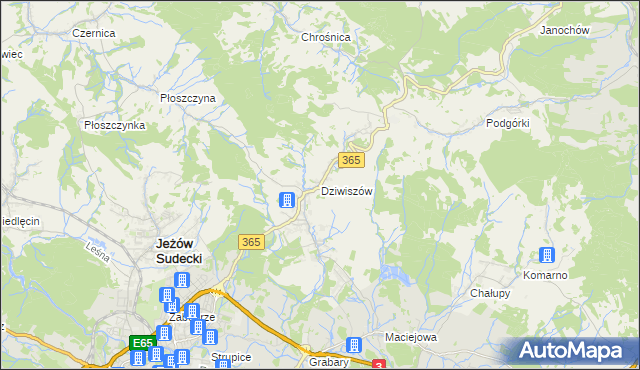 mapa Dziwiszów, Dziwiszów na mapie Targeo