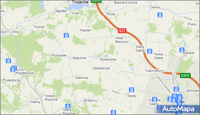 mapa Edwardów gmina Ryki, Edwardów gmina Ryki na mapie Targeo