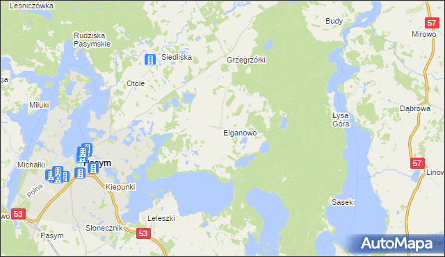 mapa Elganowo, Elganowo na mapie Targeo