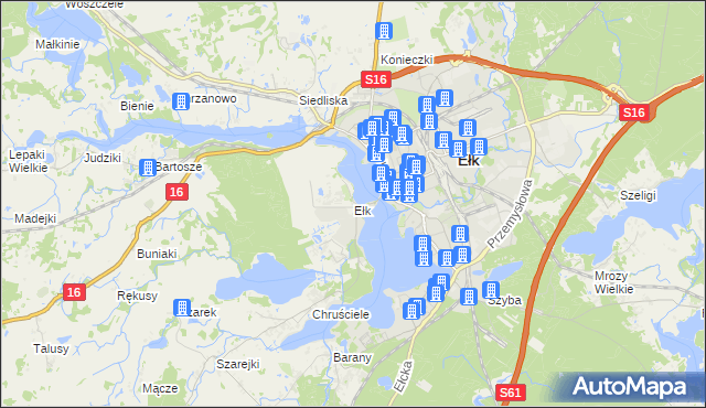 mapa Ełk powiat ełcki, Ełk powiat ełcki na mapie Targeo