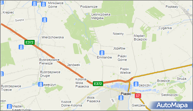 mapa Emilianów gmina Piaski, Emilianów gmina Piaski na mapie Targeo