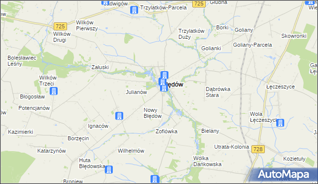 mapa Fabianów gmina Błędów, Fabianów gmina Błędów na mapie Targeo