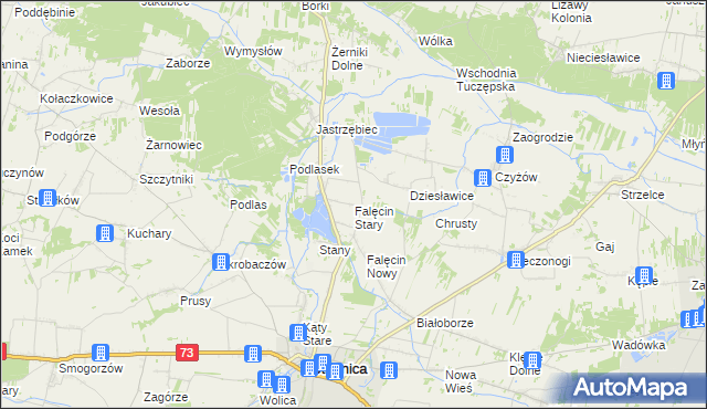 mapa Falęcin Stary, Falęcin Stary na mapie Targeo