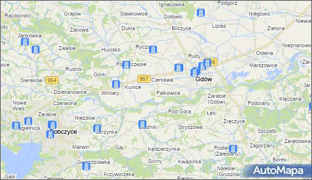 mapa Fałkowice gmina Gdów, Fałkowice gmina Gdów na mapie Targeo