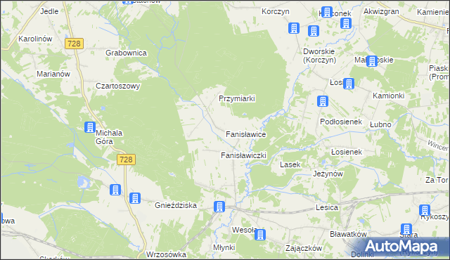 mapa Fanisławice, Fanisławice na mapie Targeo