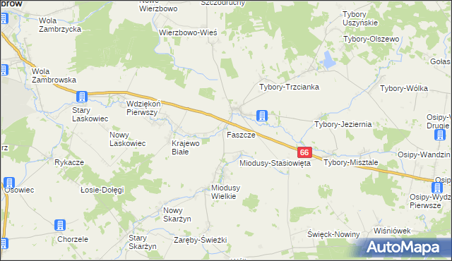 mapa Faszcze gmina Wysokie Mazowieckie, Faszcze gmina Wysokie Mazowieckie na mapie Targeo