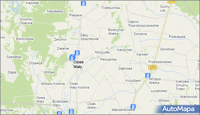 mapa Felicjanów gmina Osiek Mały, Felicjanów gmina Osiek Mały na mapie Targeo