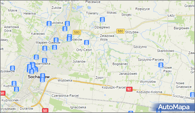 mapa Feliksów gmina Sochaczew, Feliksów gmina Sochaczew na mapie Targeo
