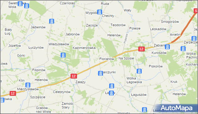 mapa Florianów gmina Policzna, Florianów gmina Policzna na mapie Targeo