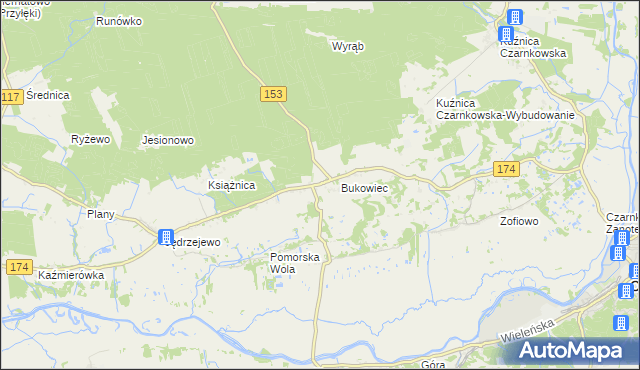 mapa Gajewo gmina Czarnków, Gajewo gmina Czarnków na mapie Targeo