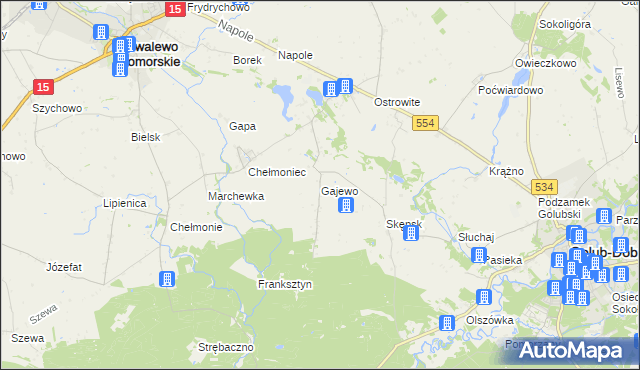 mapa Gajewo gmina Golub-Dobrzyń, Gajewo gmina Golub-Dobrzyń na mapie Targeo