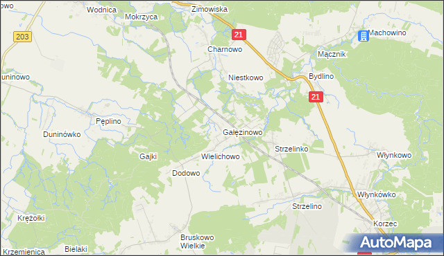 mapa Gałęzinowo, Gałęzinowo na mapie Targeo