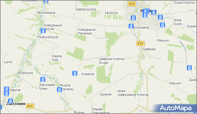 mapa Gałęzów-Kolonia Druga, Gałęzów-Kolonia Druga na mapie Targeo