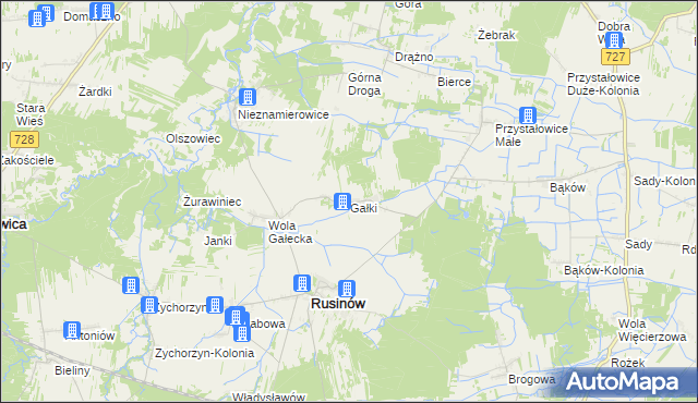 mapa Gałki gmina Rusinów, Gałki gmina Rusinów na mapie Targeo