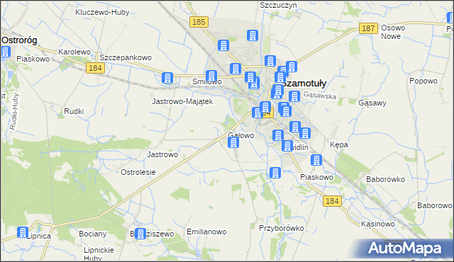 mapa Gałowo gmina Szamotuły, Gałowo gmina Szamotuły na mapie Targeo