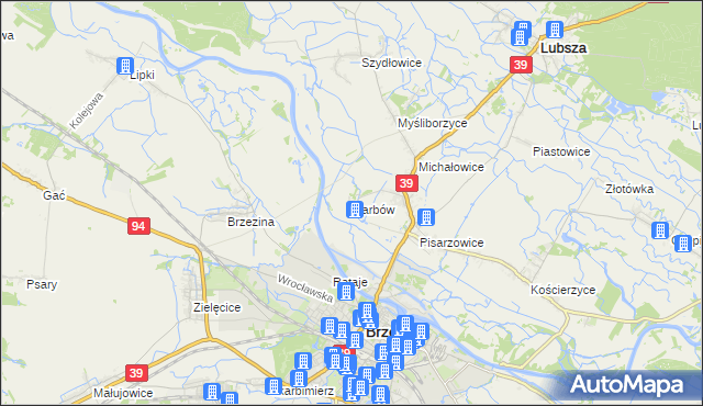 mapa Garbów gmina Lubsza, Garbów gmina Lubsza na mapie Targeo