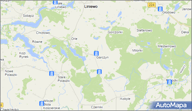 mapa Garczyn gmina Liniewo, Garczyn gmina Liniewo na mapie Targeo