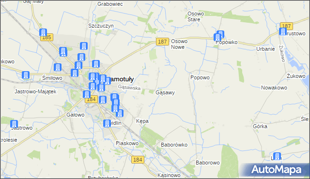 mapa Gąsawy, Gąsawy na mapie Targeo