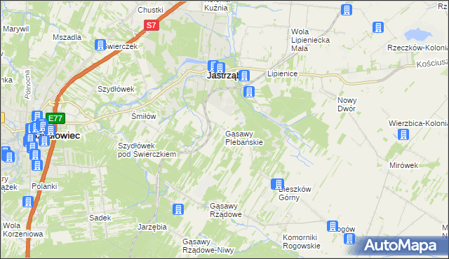 mapa Gąsawy Plebańskie, Gąsawy Plebańskie na mapie Targeo