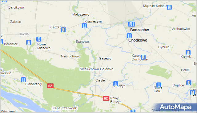 mapa Gąsewo gmina Bodzanów, Gąsewo gmina Bodzanów na mapie Targeo