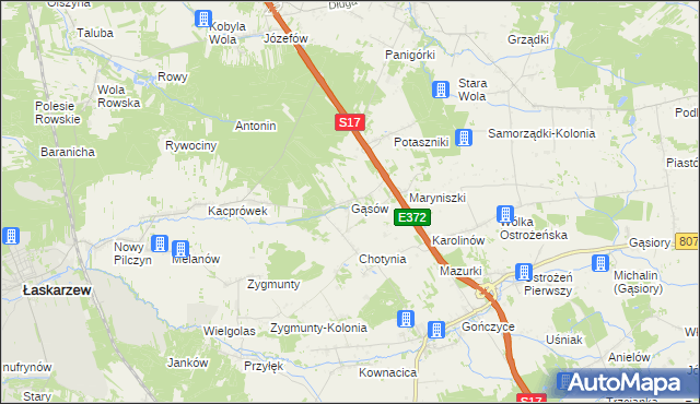 mapa Gąsów, Gąsów na mapie Targeo